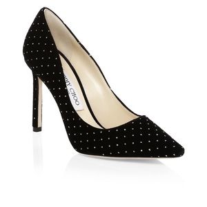 NWT Jimmy Choo Romy Glitter Dot Velvet Pumps - size 36